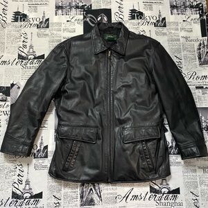 Lauren Ralph Lauren mens medium leather zip up jacket like new 90s 2000s vintage